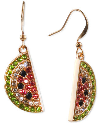 Charter Club Gold-Tone Pavé Watermelon Drop Earrings, Created for Macy's & Reviews - Earrings - ... | Macys (US)