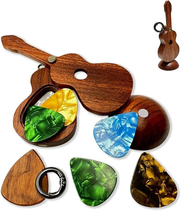 Guitar Pick Holder with Guitar Picks Guitar Keychain Wooden Home Decor Statues car mirror decor h... | Amazon (US)