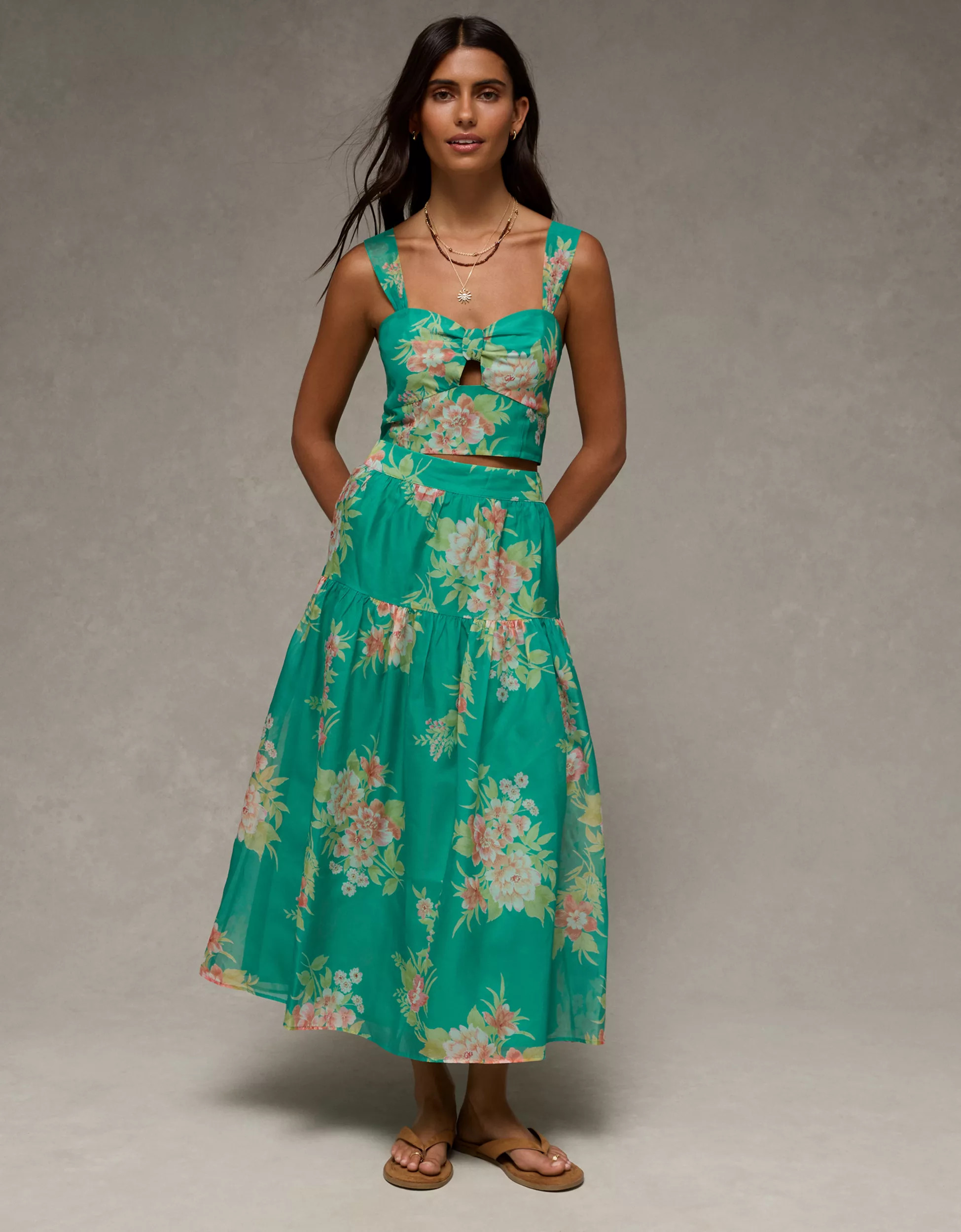 AE Matching Halter Top & Midi Skirt Set | American Eagle Outfitters (US & CA)