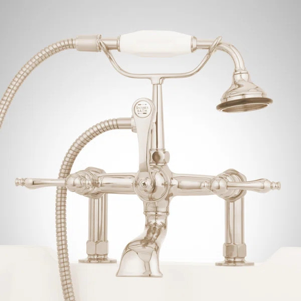 421549 Telephone Style Deck Mounted Roman Tub Faucet with Lever Handles | Wayfair North America