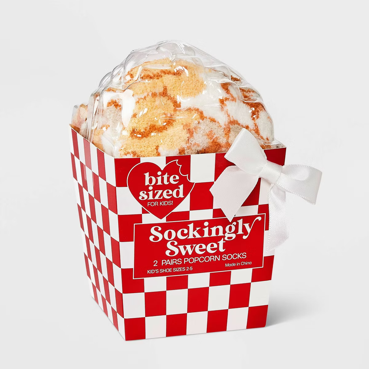 Kid's Popcorn Christmas 2pk Cozy Crew Socks - Ivory/Yellow/Blue 2-5 | Target