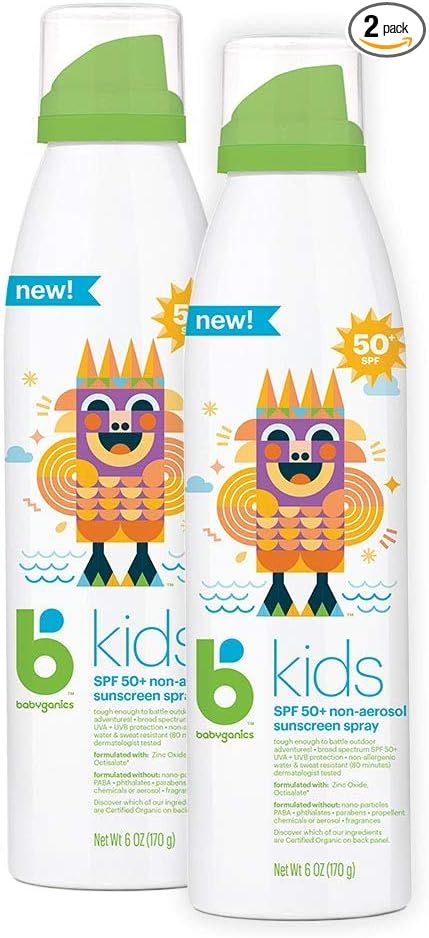 Babyganics SPF 50 Kids Sunscreen Spray UVA UVB Protection | Water Resistant |Non Allergenic, 2 Pa... | Amazon (US)