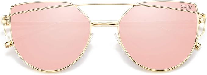 SOJOS Cat Eye Sunglasses for Women Fashion Designer Style Mirrored Lenses SJ1001 | Amazon (US)