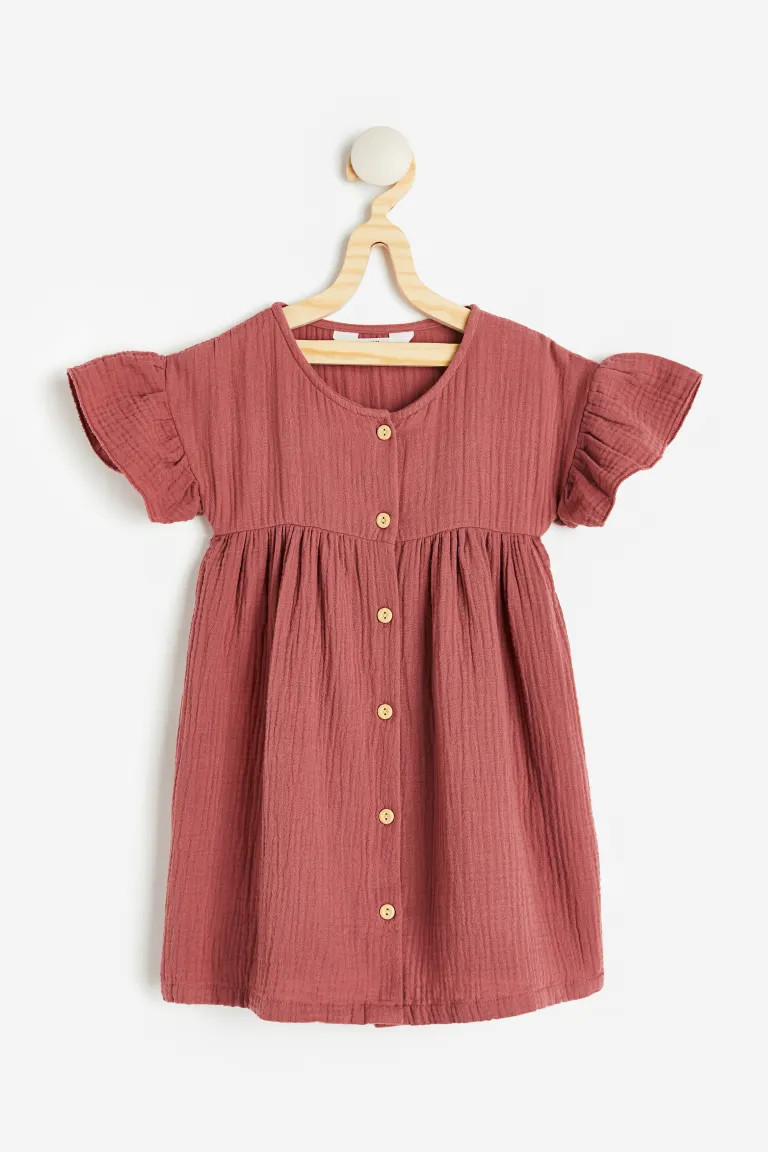 Flutter-sleeved Double-weave Dress | H&M (US + CA)