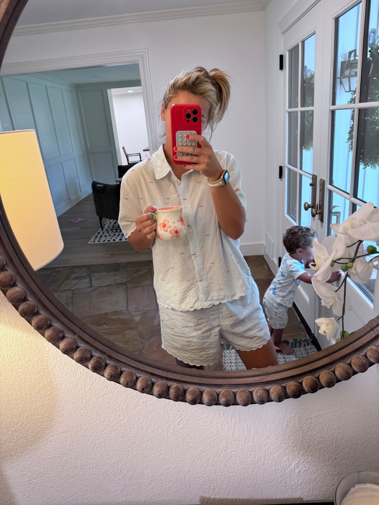 Seersucker embroidered fish pajamas 