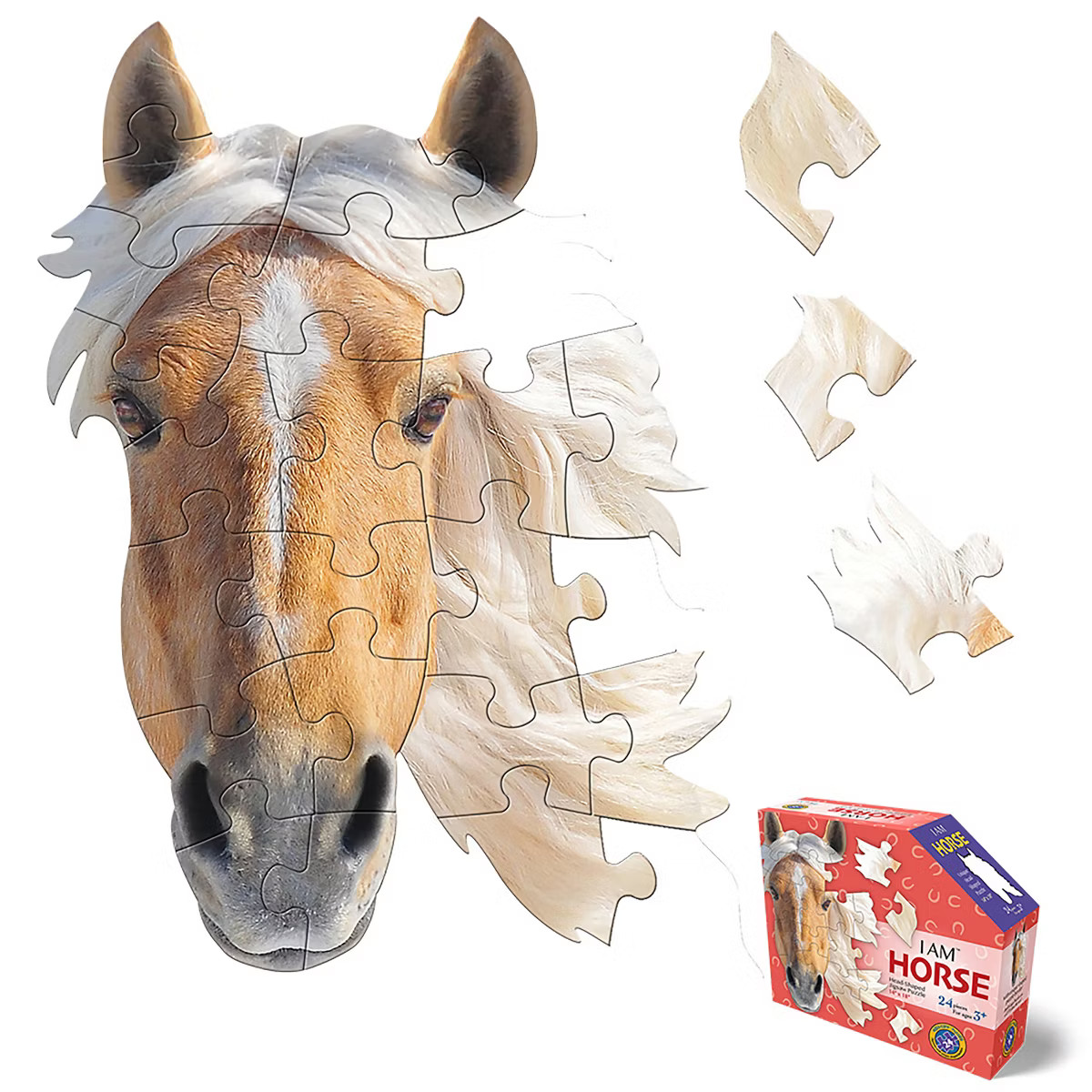 Madd Capp I Am Horse -24-Piece Animal Head-Shaped Puzzle,14x18",Fun Fact Booklet | Target