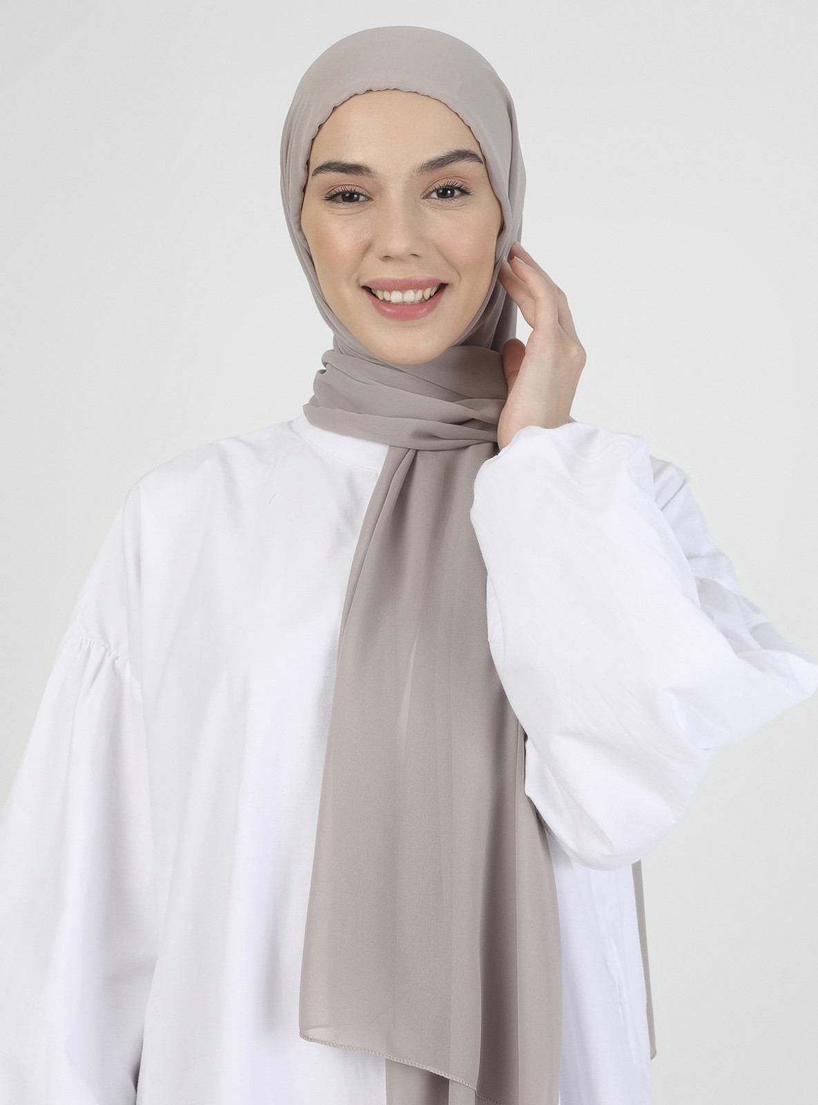 With Undercap Chiffon Shawl Stone | Modanisa (US)