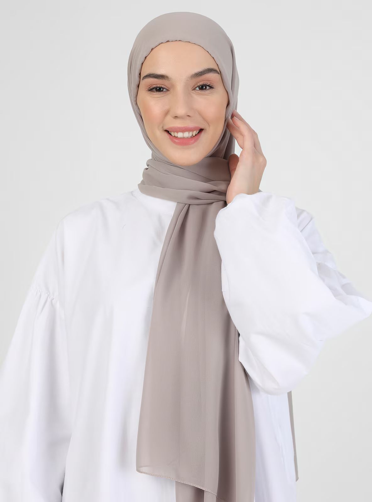 With Undercap Chiffon Shawl Stone | Modanisa (US)