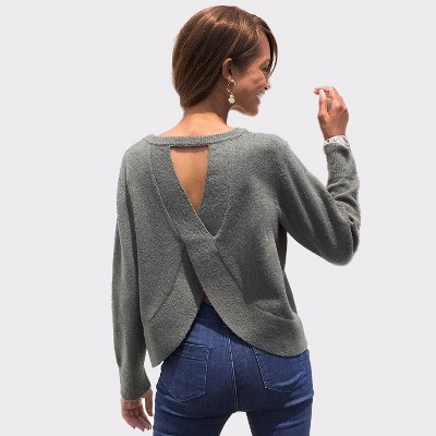 Women's Cross Back Sweater - LASCANA - Olive Solid X-SMALL | Target