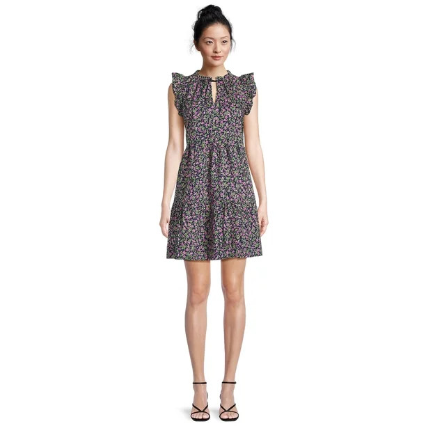 Time and Tru Women's Tiered Cotton Poplin Dress - Walmart.com | Walmart (US)