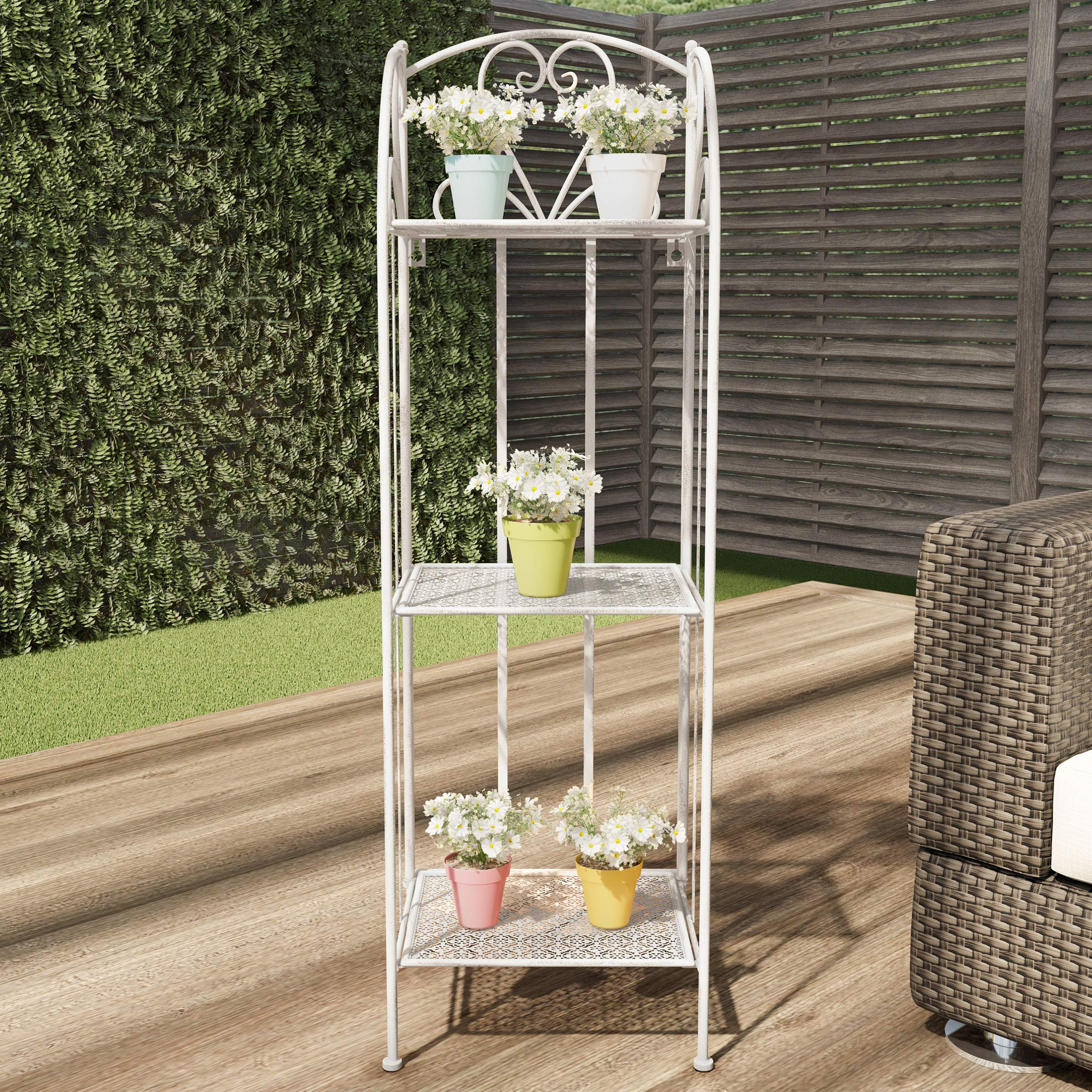 Pure Garden Plant Stand 3-Tier Vertical Shelf Indoor or Outdoor Folding Wrought Iron Home Garden ... | Amazon (US)