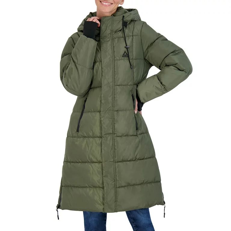 Reebok Women's Maxi Puffer Coat with Hood - Walmart.com | Walmart (US)