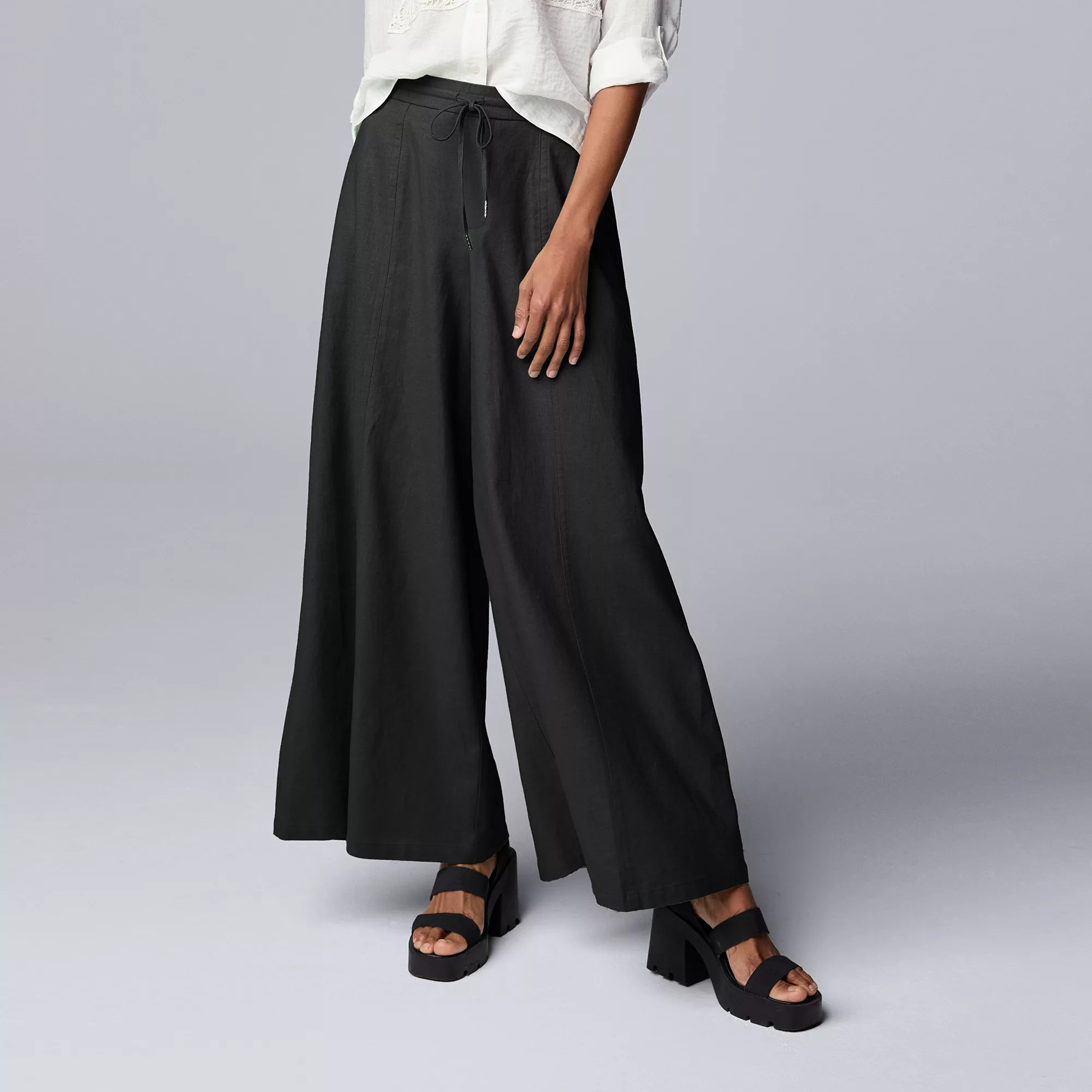 Petite Simply Vera Vera Wang Wide Leg Linen Pants | Kohl's