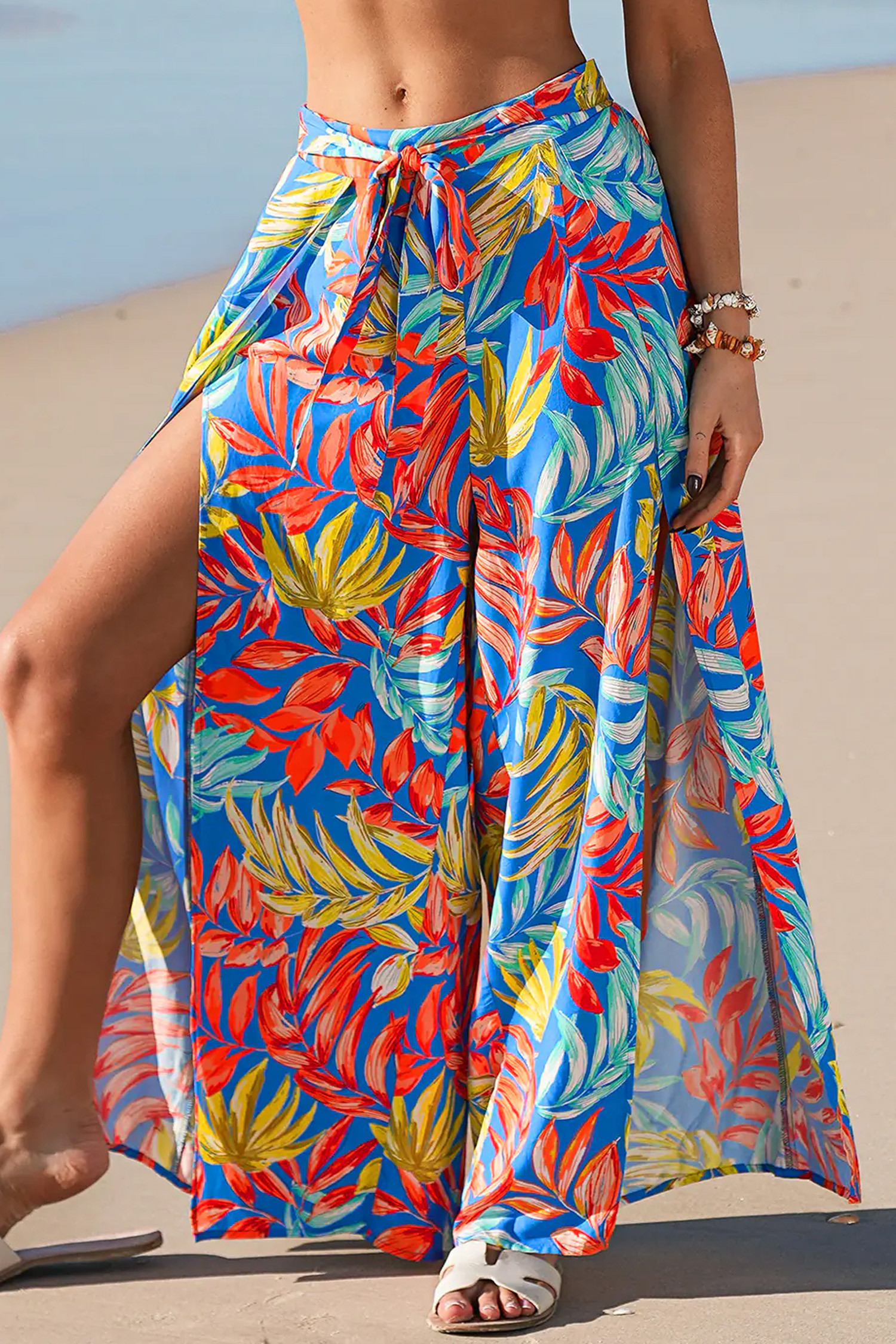 Ocean Haze Tropical Cover-Up Pants - M | Cupshe US