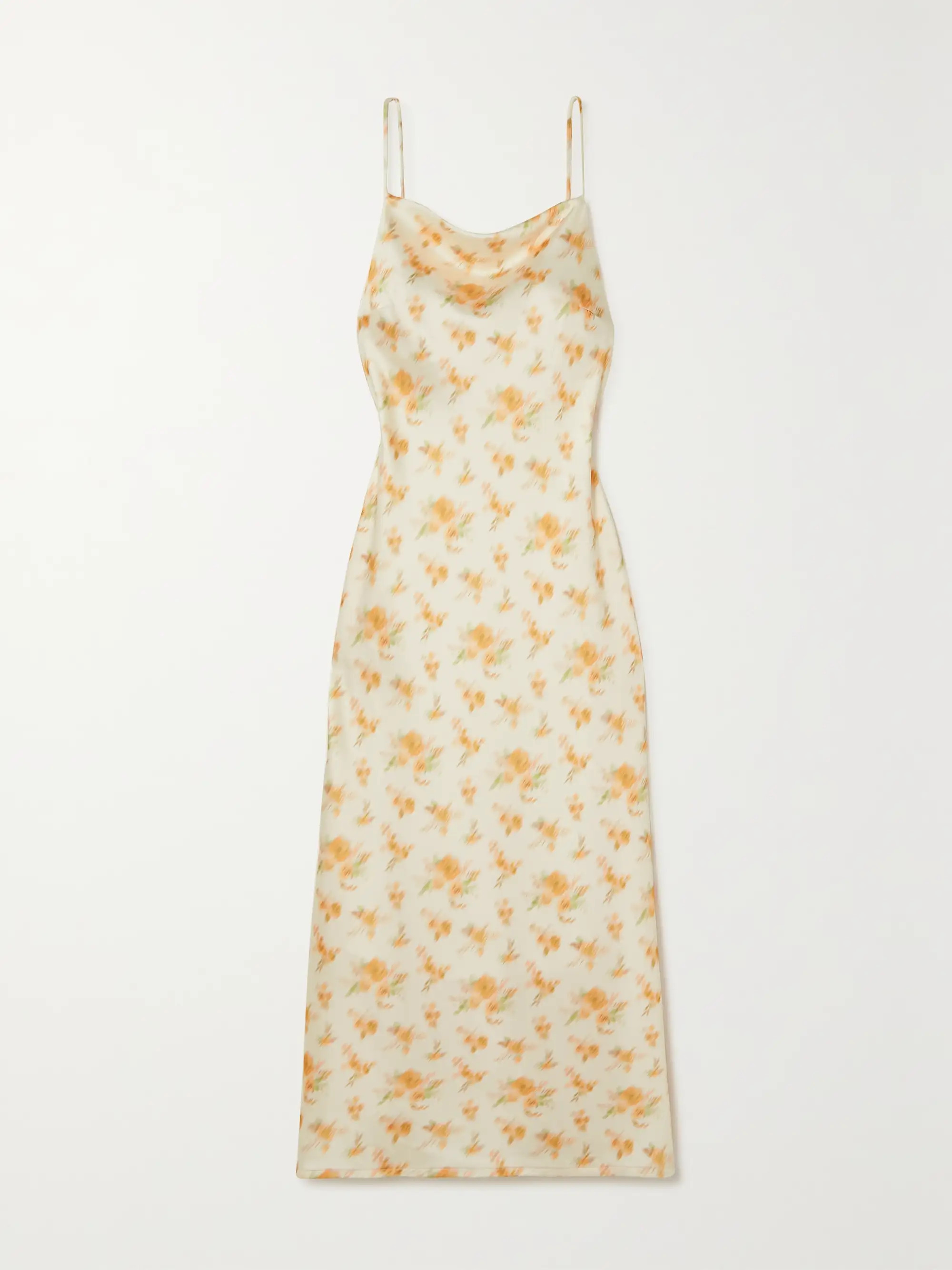 Eila floral-print satin midi dress | NET-A-PORTER (US)