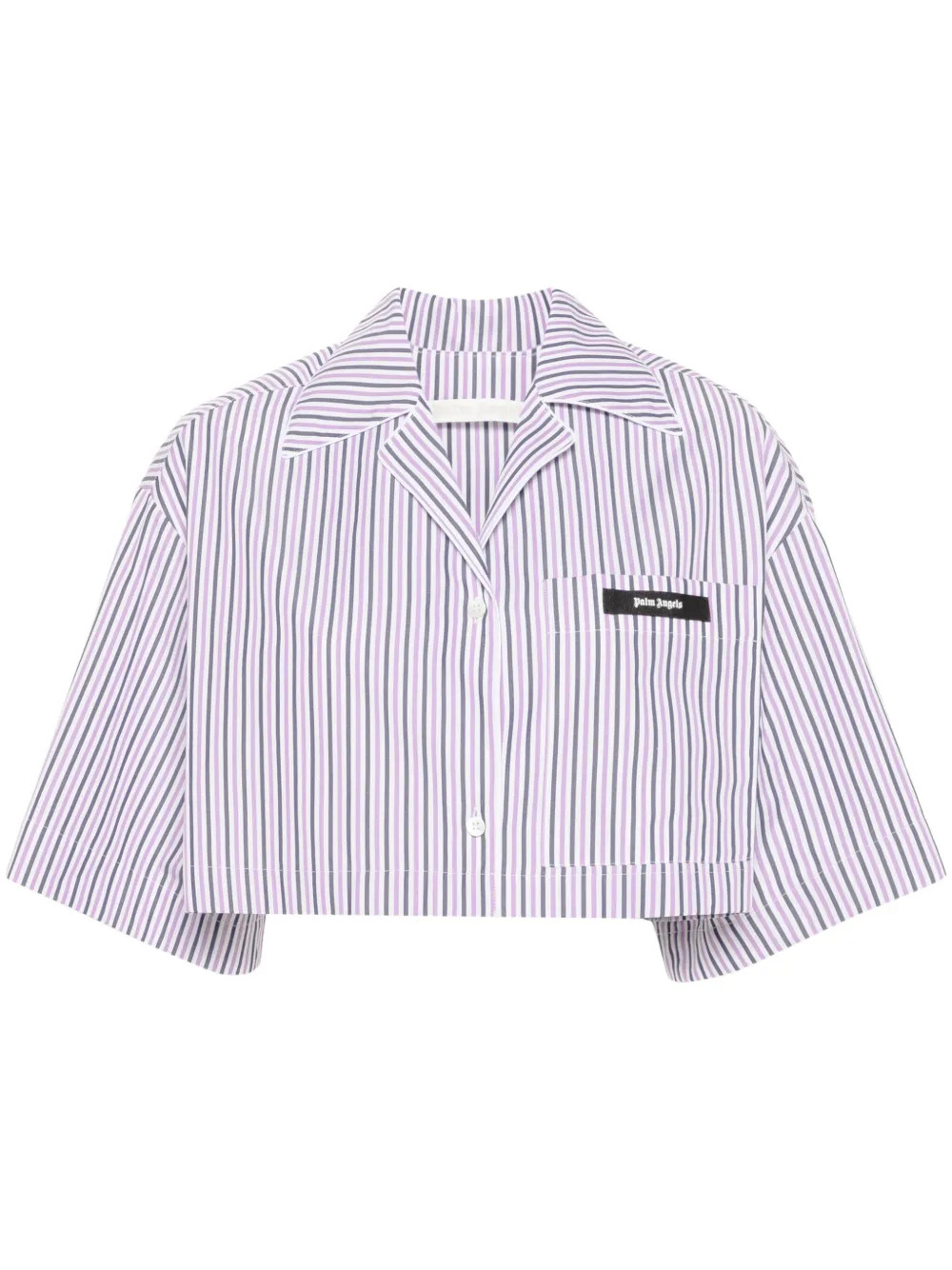 Palm Angels logo-tag Cropped Striped Shirt | Purple | FARFETCH | Farfetch Global