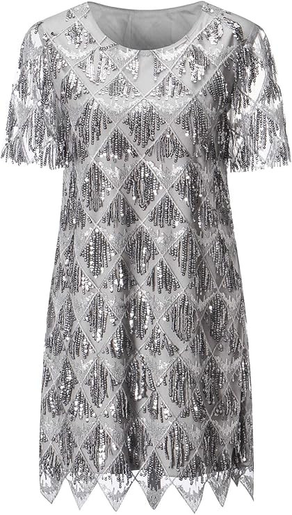 VVMCURVE Women's Sequin Fringe 1920 Short Prom Dress Sequins Art Deco Cocktail Gatsby Party Dress... | Amazon (US)