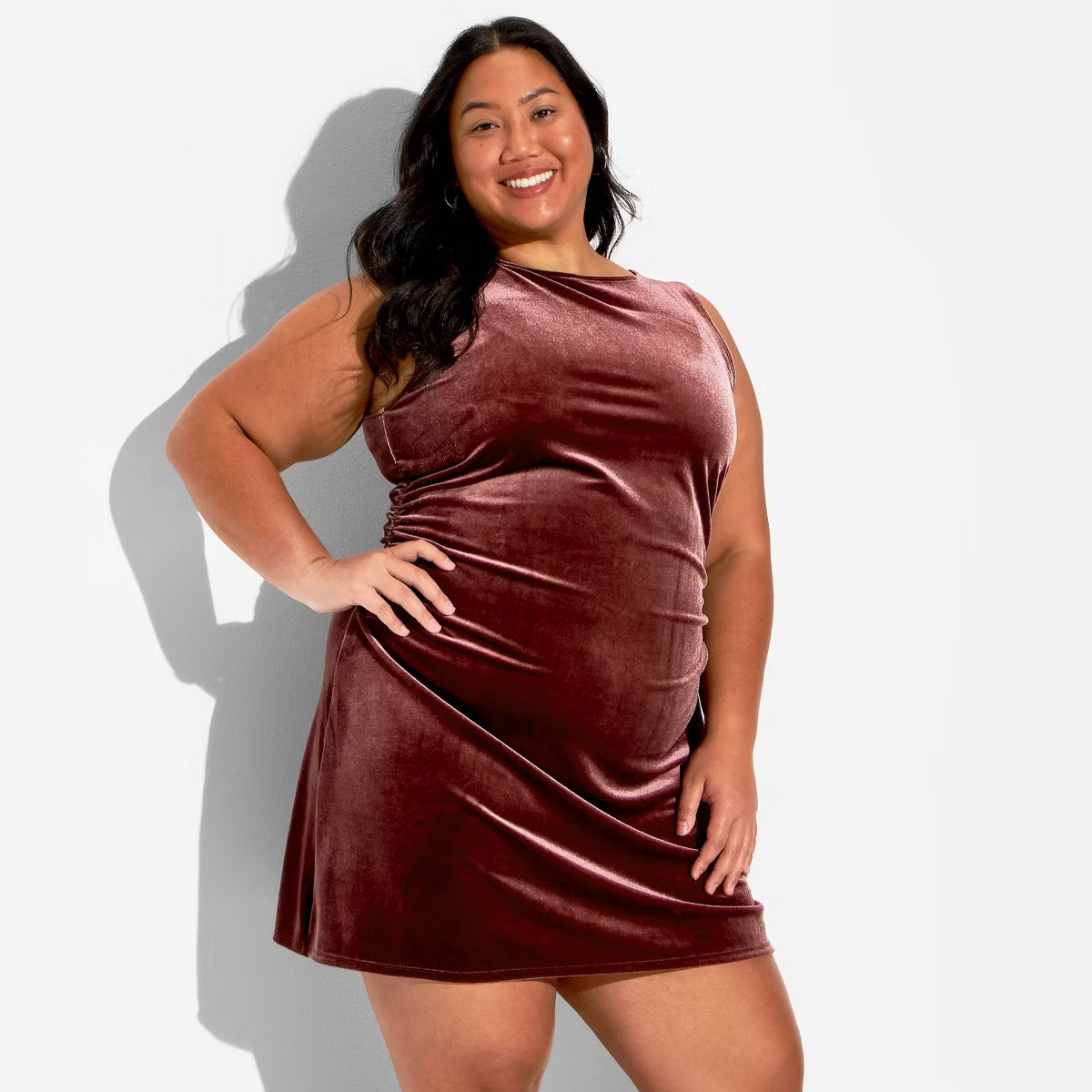 Women's Velvet Mini Sheath Dress - Wild Fable™ Burgundy 1X | Target