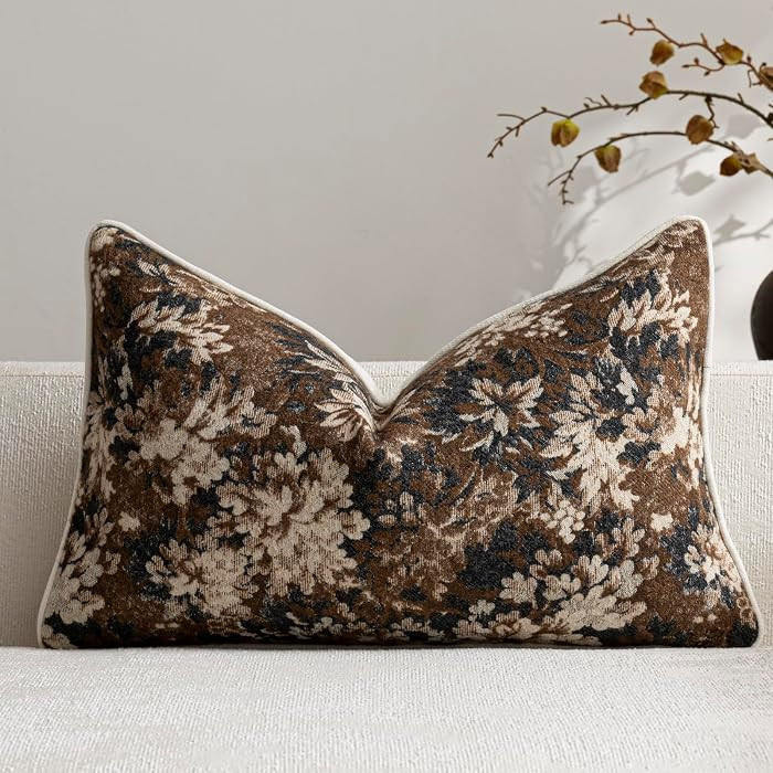 Pack of 1 Vintage Floral Lumbar Pillow Covers 12x20 Boho Farmhouse Accents Chenille Rectangular D... | Amazon (US)