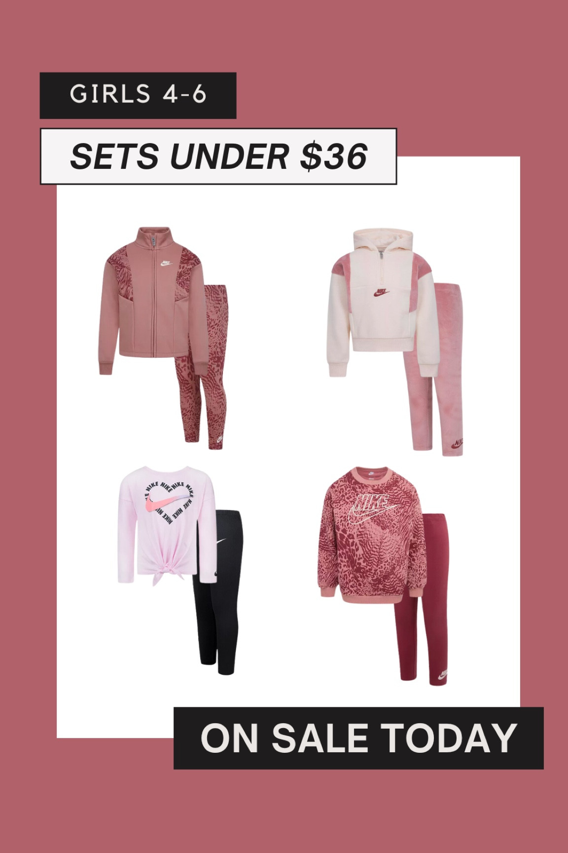 Little Girls Nike Sets (size 4-6) on major sale today! $36 and under for all!

#LTKCyberSaleES #LTKkids #LTKCyberWeek