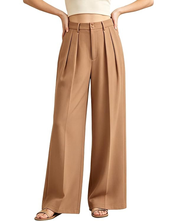Women Wide Leg Dress Pants Elastic High Waist Business Casual Palazzo Office Work Slacks Trousers... | Amazon (US)