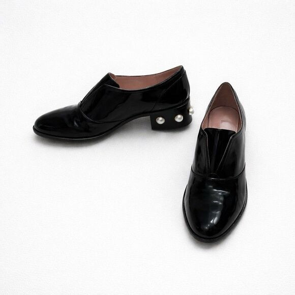 Louise et Cie Black Pearl Accent Leather Flats Pointed Toe Slip On Women 37 | Poshmark