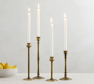 Booker Taper Candle Holders - Brass, Set of 4 | Pottery Barn (US)