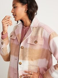 Printed Flannel Long Utility Shacket for Women | Old Navy (US)