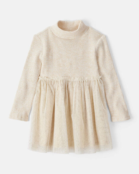 Toddler Girl Long-Sleeve Tulle Occasion Dress - Ivory | Carter's Inc