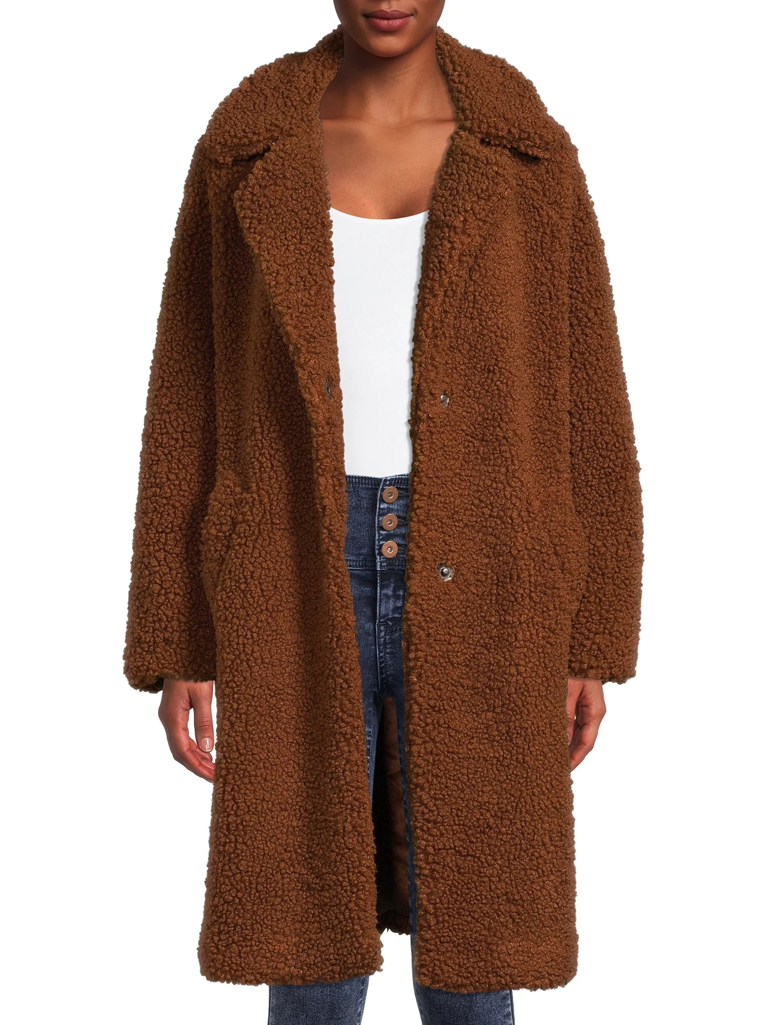 Lucky Brand Women's Faux Sherpa Coat - Walmart.com | Walmart (US)