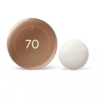 Nest Learning Thermostat (4th Gen) with Nest Temperature Sensor (2nd Gen) - Polished Gold | The Home Depot