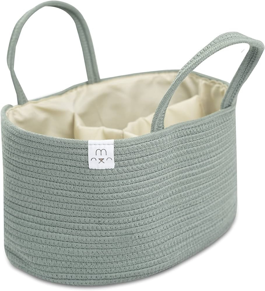 Natemia Cotton Rope Diaper Caddy - Versatile Nursery Basket with Storage Bin for Diapers and Newb... | Amazon (US)