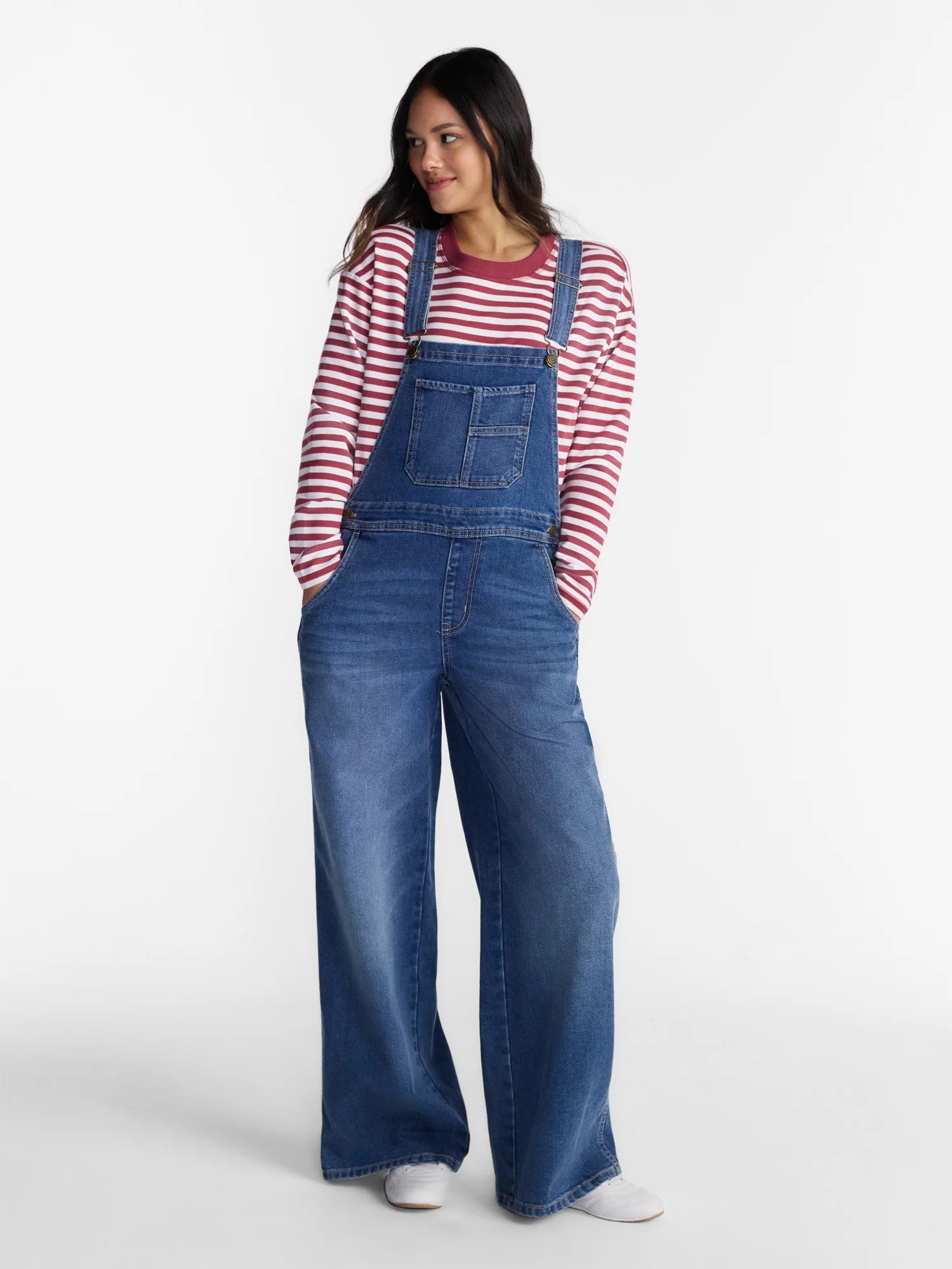 No Boundaries Wide Leg Baggy Overalls, Women's XXS-XXL - Walmart.com | Walmart (US)