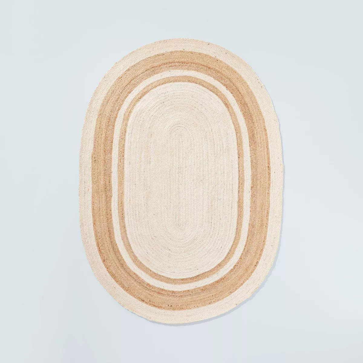 Color Block Braided Jute Area Rug Cream/Natural - Hearth & Hand™ with Magnolia | Target