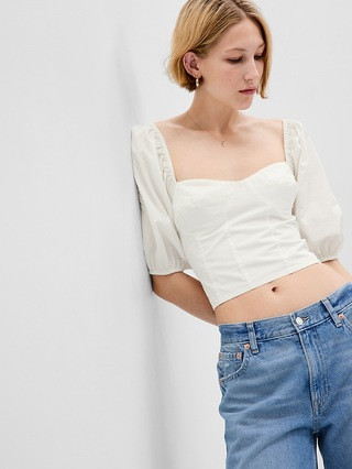 Puff Sleeve Sweetheart Crop Top | Gap (CA)