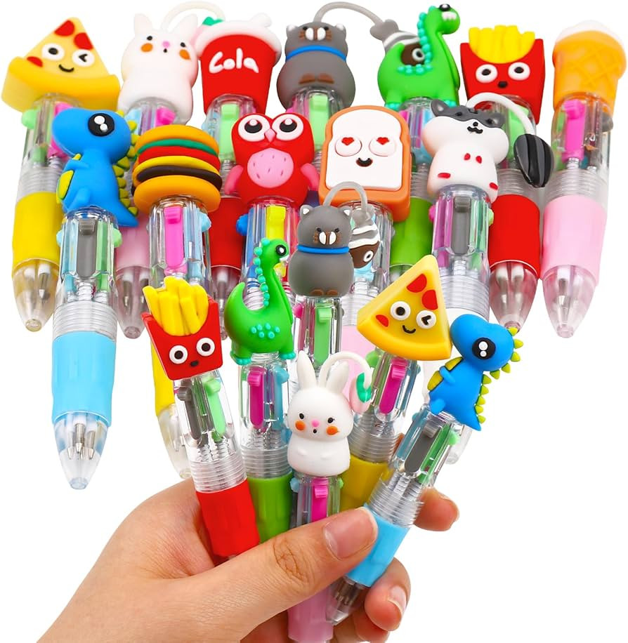 CZWZ 12Pcs Mini Multicolor Pens in One 4-in-1 Cute Pens Bulk, Fun Kawaii Ballpoint Pens for Birth... | Amazon (US)
