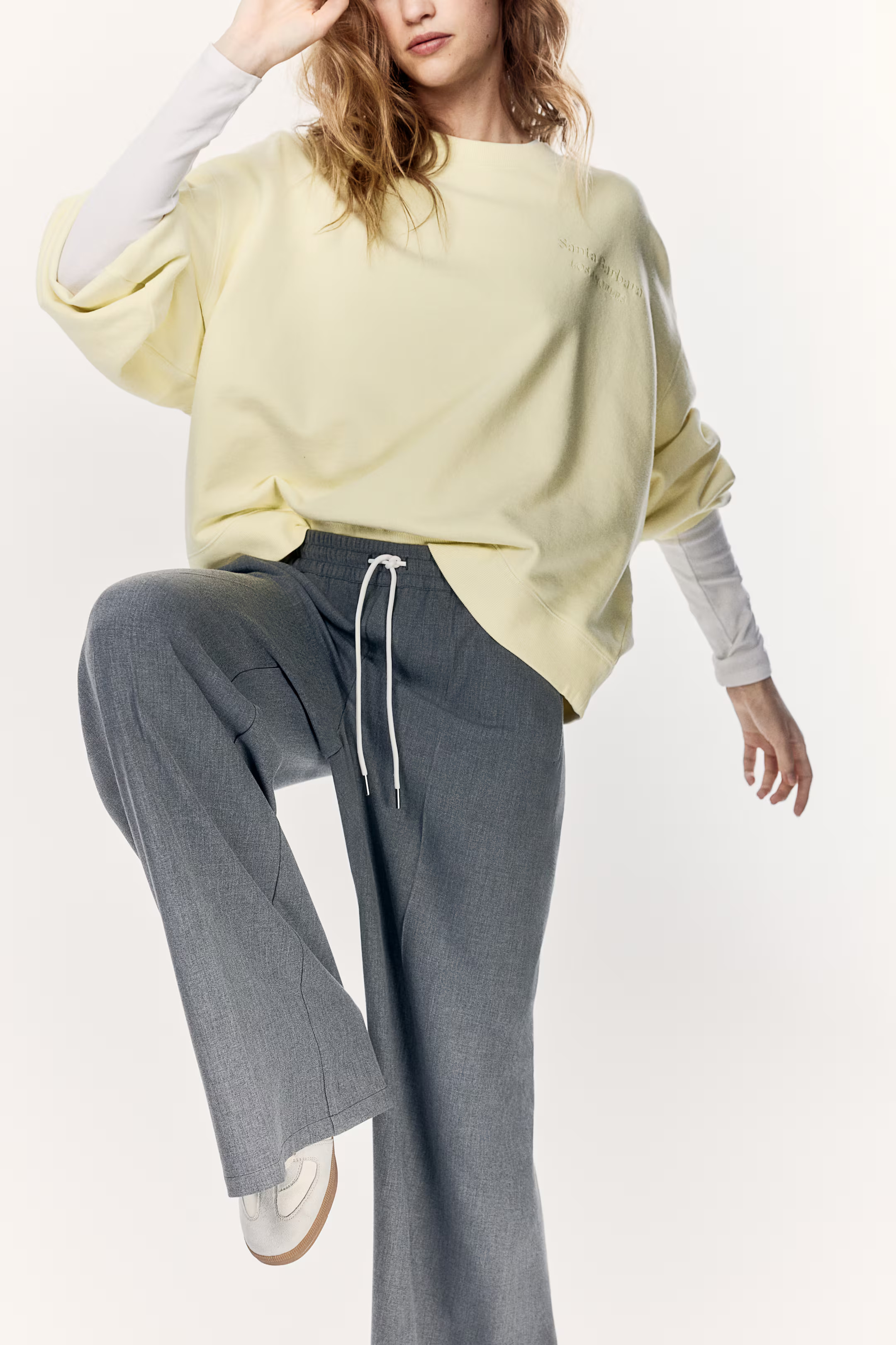 Sweatshirt with Text Motif - Light yellow/Santa Barbara - Ladies | H&M US | H&M (US + CA)
