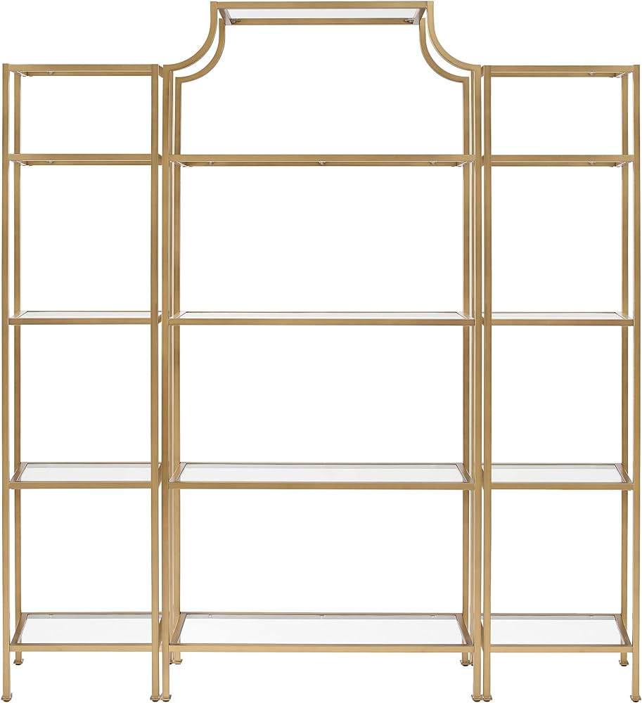 Crosley Furniture Aimee 3-Piece Etagere Bookcase Set - Gold and Glass | Amazon (US)