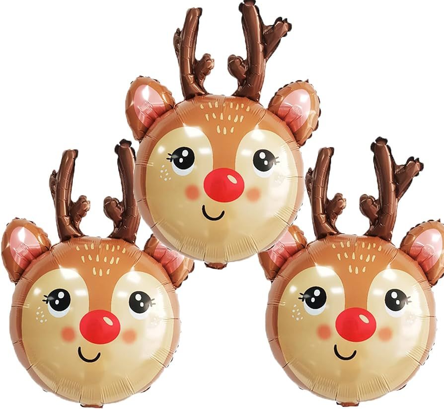 Reindeer Balloons Christmas Balloons Reindeer Head Foil Balloons for Christmas-Themed Party Birth... | Amazon (US)