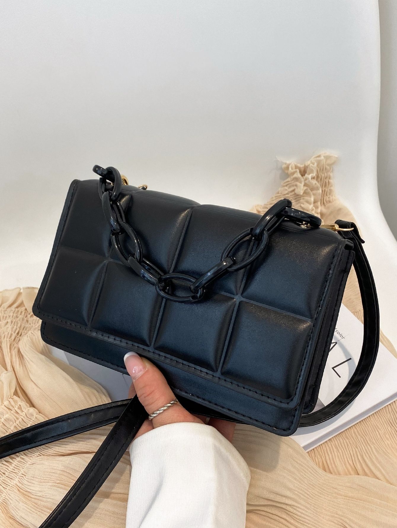 Textured Satchel Bag | SHEIN