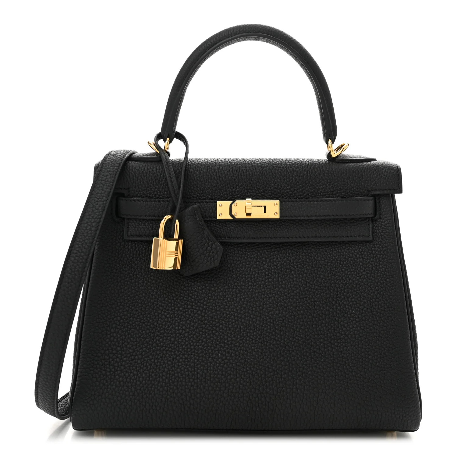 Togo Kelly Retourne 25 Black | FASHIONPHILE (US)