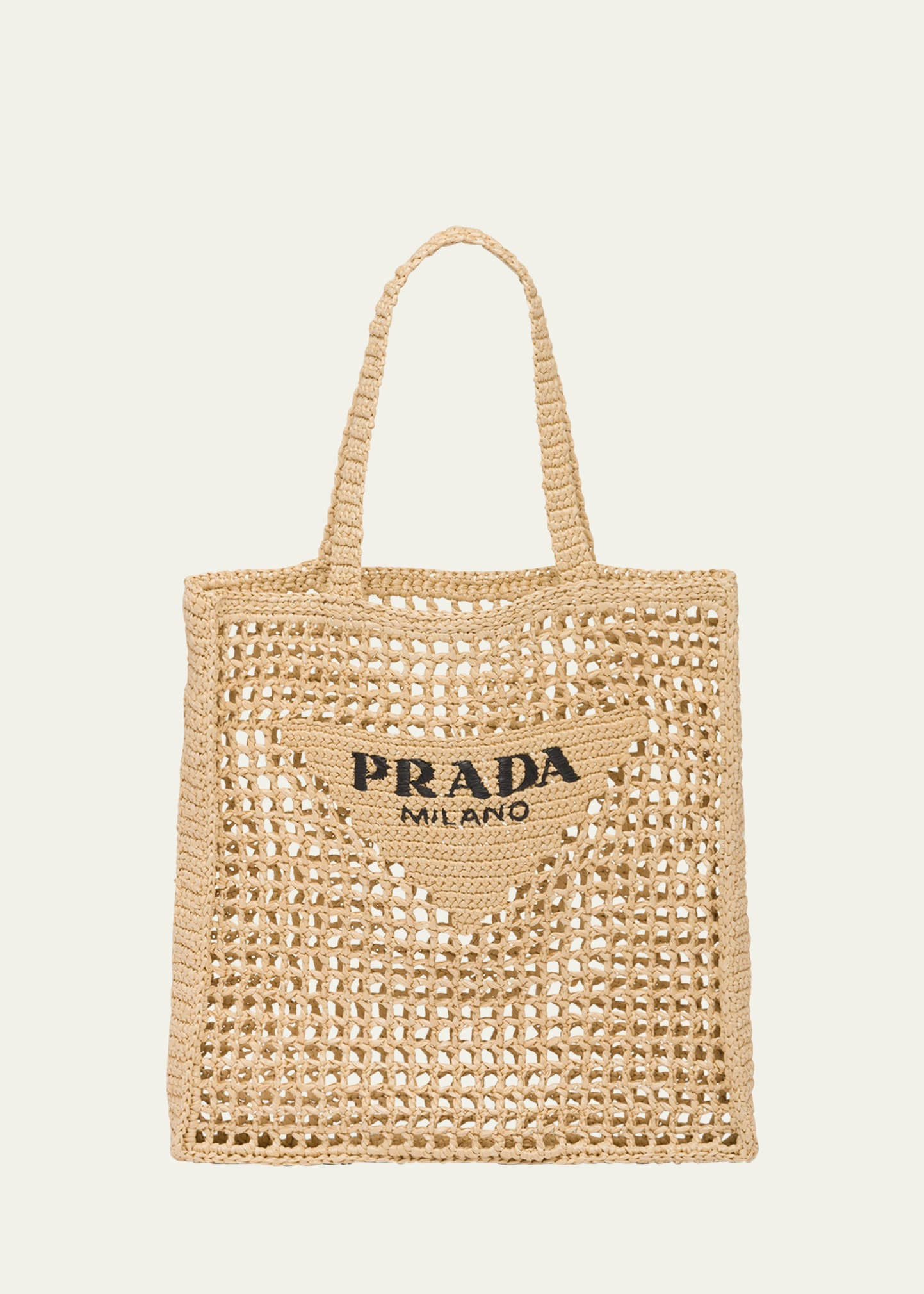 Prada Bicolor Woven Logo Shopper Tote Bag | Bergdorf Goodman