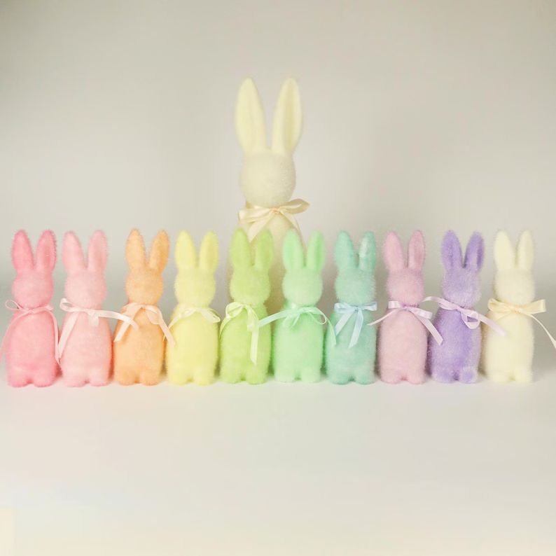 Easter Bunny Flocked Bunny Bunny Centrepiece Easter Decor | Etsy | Etsy (US)