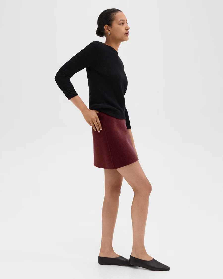 High-Waist Mini Skirt in Double-Face Wool-Cashmere | Theory