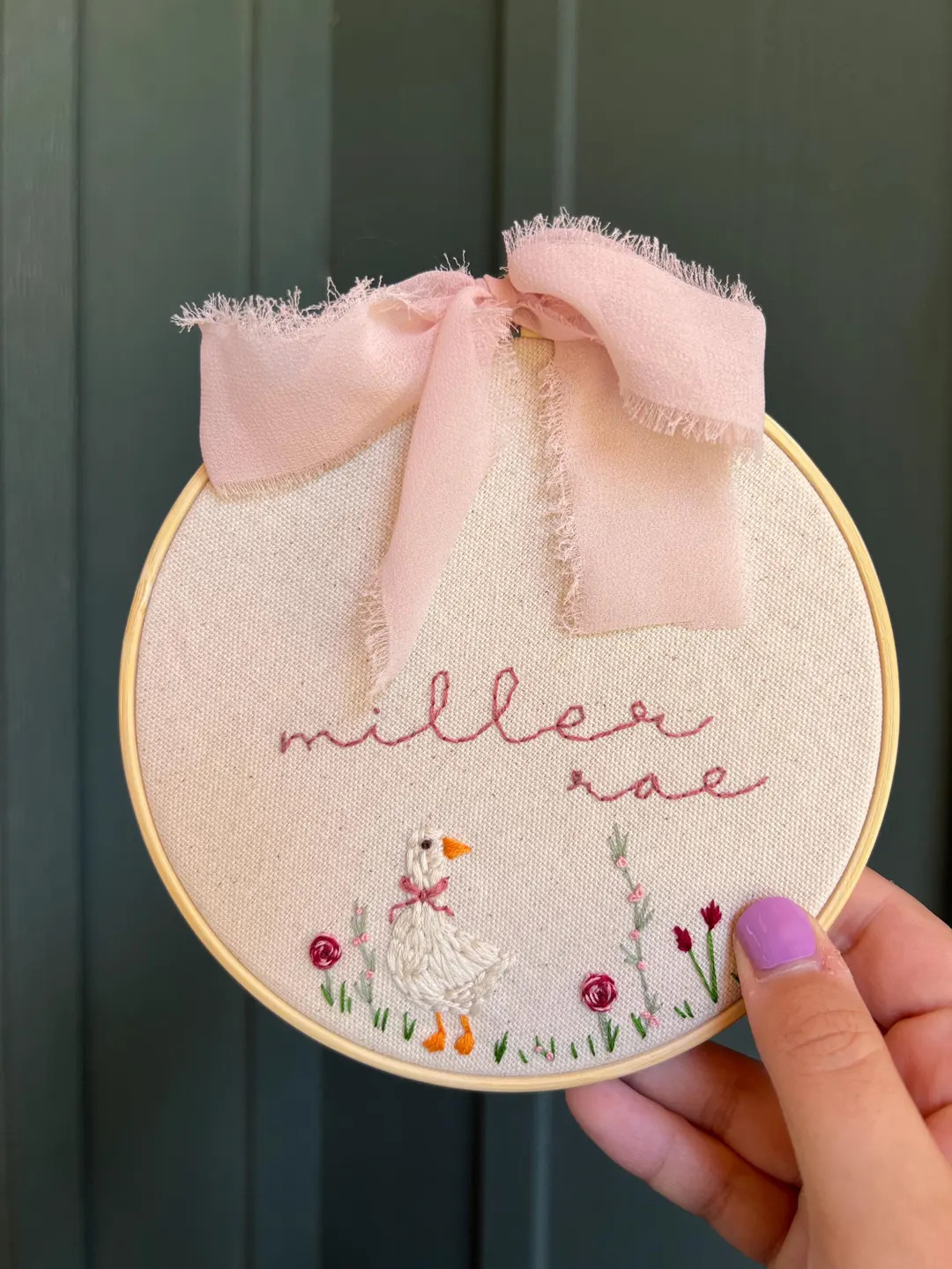 Hand Embroidered Goose Name Hoop: Custom Nursery Decor | Etsy (US)