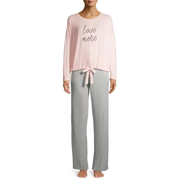 Secret Treasures Essentials 2-Piece Set Tie Top and Pant Love More | Walmart (US)