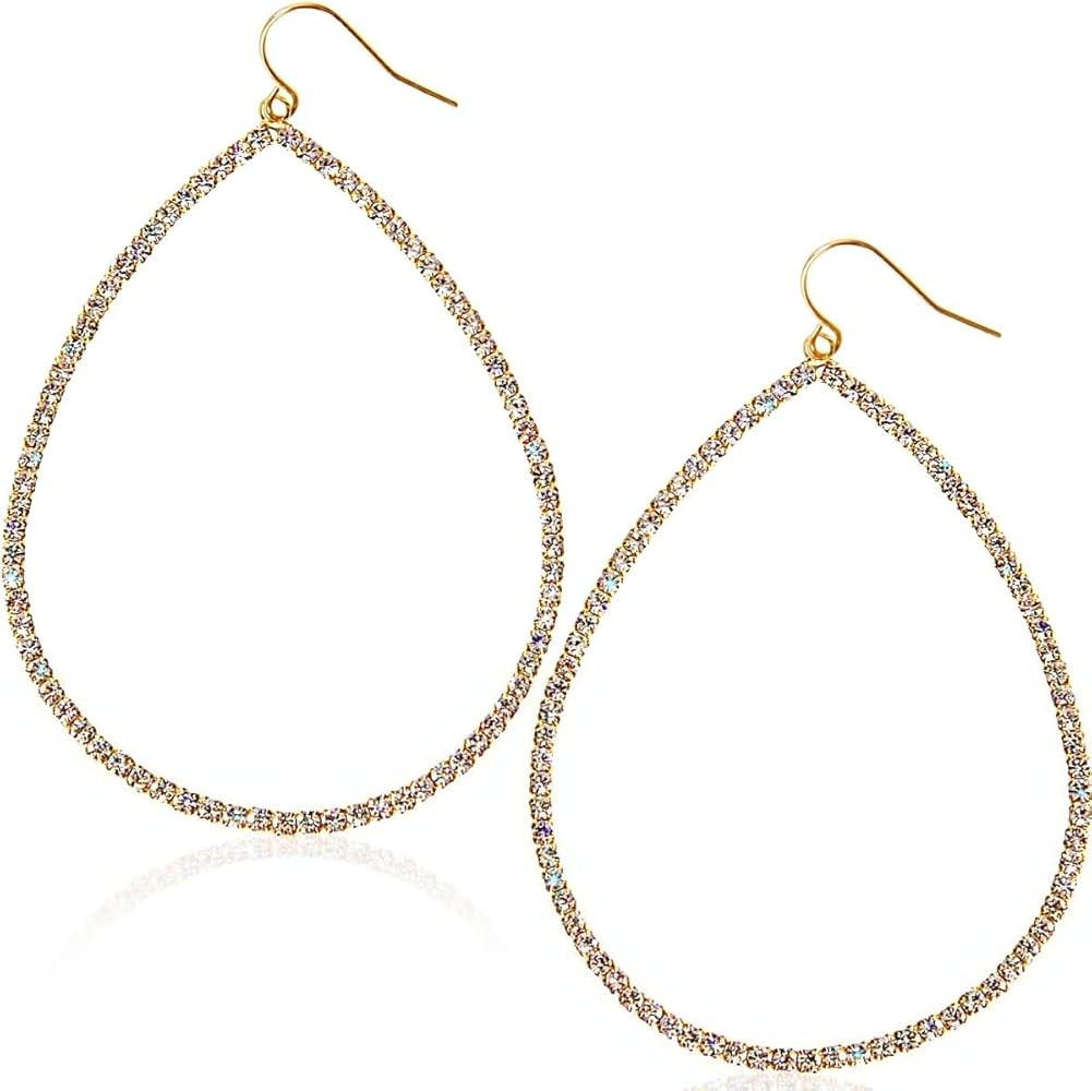 Humble Chic Simulated Diamond Teardrop Dangle Earrings For Women - Gold or Silver Tone with Cubic... | Amazon (US)