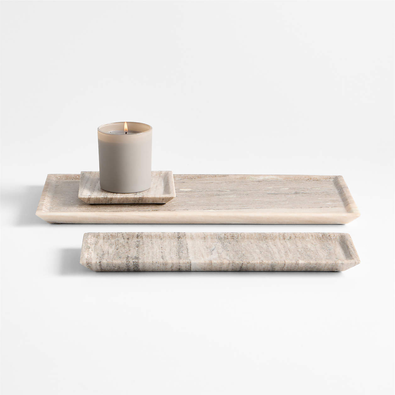 Tuscan Medium Beige Marble Rectangle Tray | Crate & Barrel | Crate & Barrel