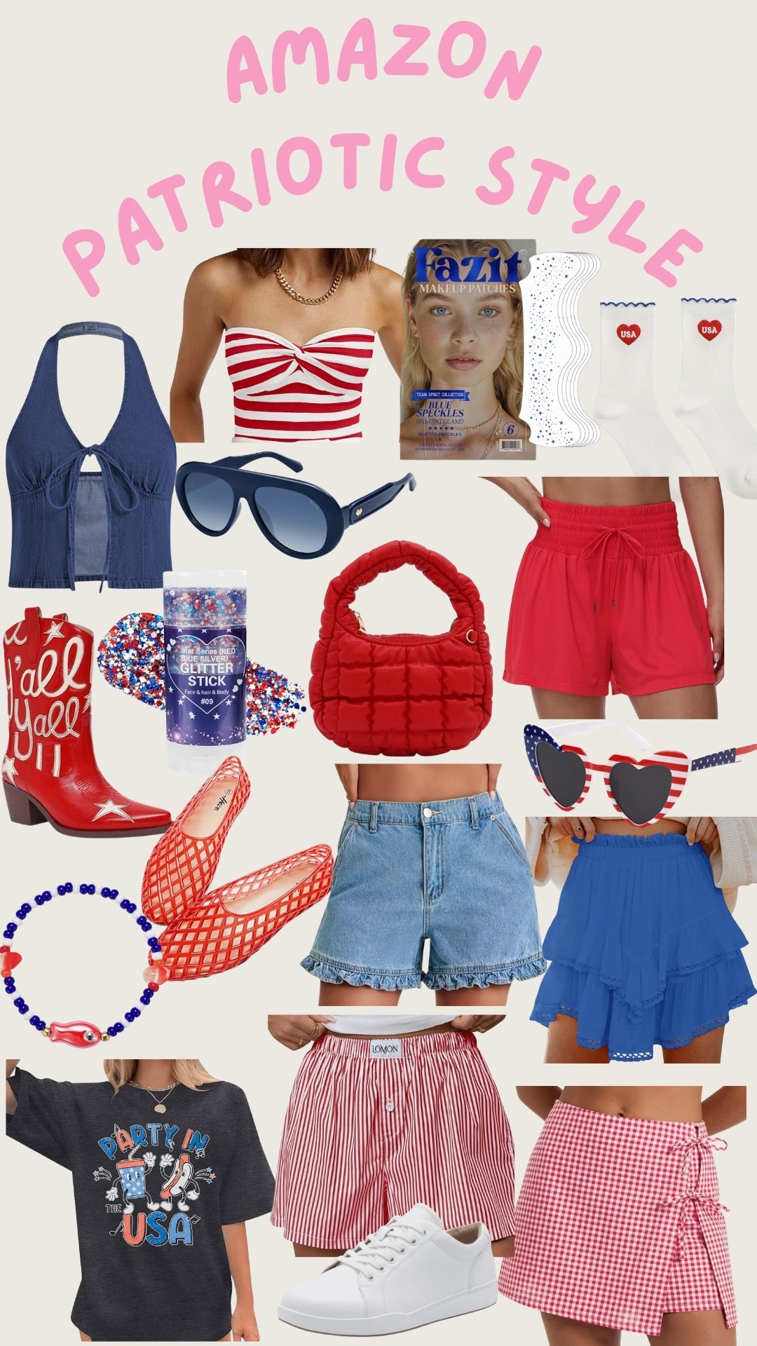 Red, white and blue all over! Show some love for the USA this 4th of July!

#LTKgrwm #LTKSeasonal