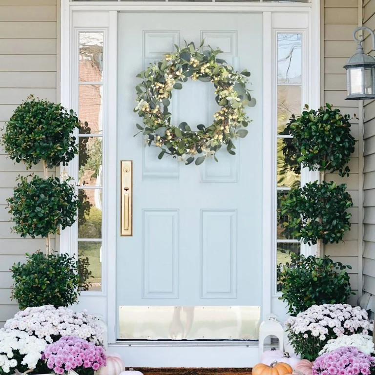 Idyllic 20Inch Artificial Eucalyptus Berry Wreath Green Leaf Eucalyptus Wreaths Spring Summer Wre... | Walmart (US)